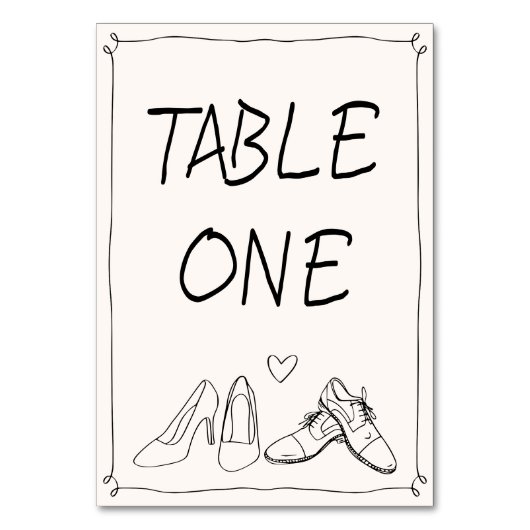 Numéro De Table Chaussures Doodle Tirky Hand Drawn Photo Mariage (Par défaut)