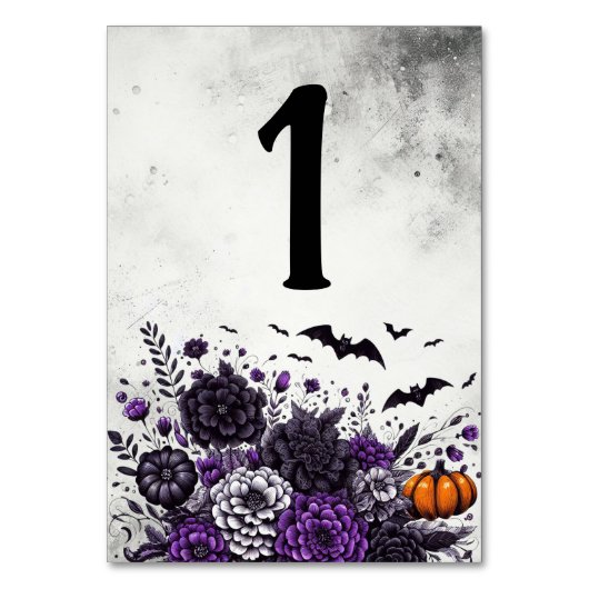 Numéro De Table Chauves-souris et fleurs Numéro de tableau 1 (Par défaut)
