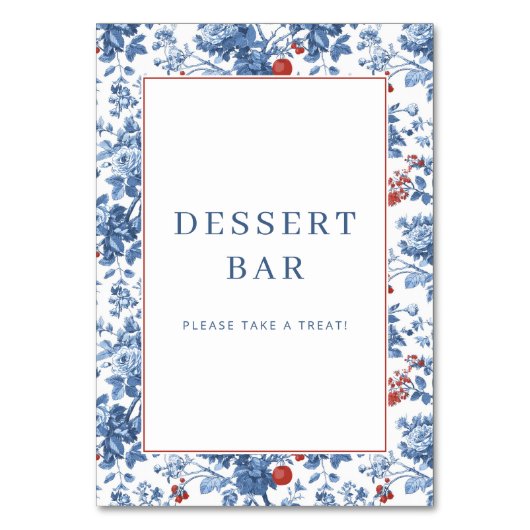 Numéro De Table Cheerful Blue Floral Dessert Bar Sign (Par défaut)