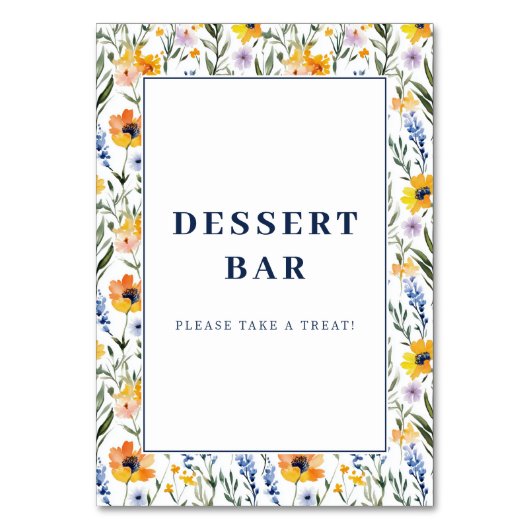 Numéro De Table Cheerful Floral Dessert Bar Sign (Par défaut)