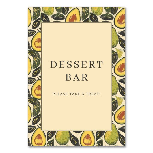 Numéro De Table Cheerful Green Avocado Illustration Border (Par défaut)