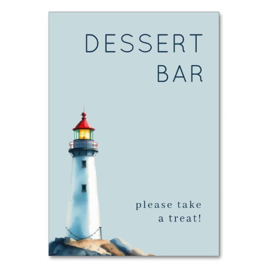 Numéro De Table Cheerful Light Blue Watercolor Lighthouse (Par défaut)