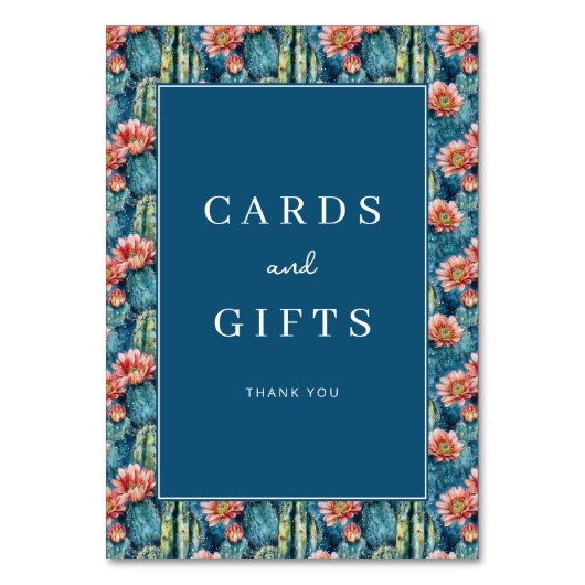 Numéro De Table Cheerful Navy Botanical Cactus Border (Par défaut)