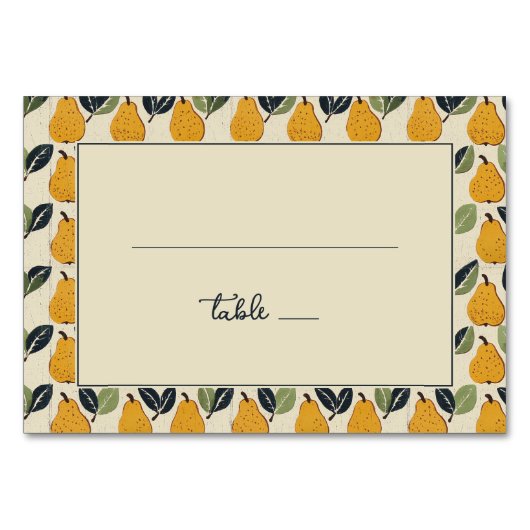 Numéro De Table Cheerful Yellow Pear Illustration Border (Devant)