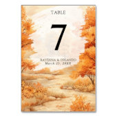 Numéro De Table Chemin forestier romantique d'automne aux feuilles (Dos)