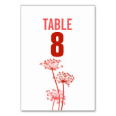 Numéro De Table Chervil graphique fleur rouge mariage de automne (Dos)