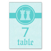 Numéro De Table Chess King and Queen Wedding Table Card, Aqua (Par défaut)