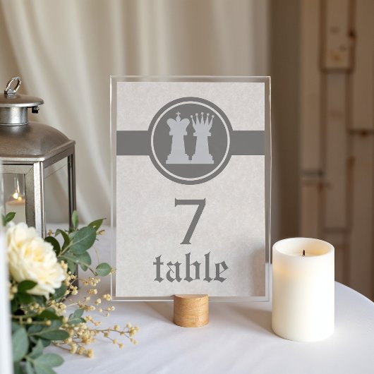 Numéro De Table Chess King and Queen Wedding Table Card, Gray