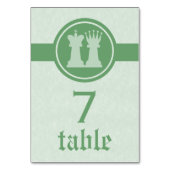 Numéro De Table Chess King and Queen Wedding Table Card, Green (Dos)