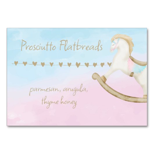 Numéro De Table Cheval Rocheux bleu rose Étiquette alimentaire neu (Devant)