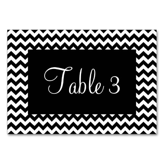 Numéro De Table Chevron noir et blanc (Devant)