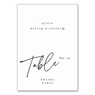 Numéro De Table Chic blanc Mariage Escort Place Card avec nom d'hô