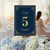 Numéro de Table Chic Bleu Marine Or 80ème Annivers