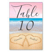 Numéro De Table Chic Blush rose et mariage de plage 2 Coeurs dans  (Dos)