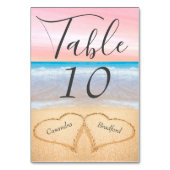 Numéro De Table Chic Blush rose et mariage de plage 2 Coeurs dans  (Par défaut)