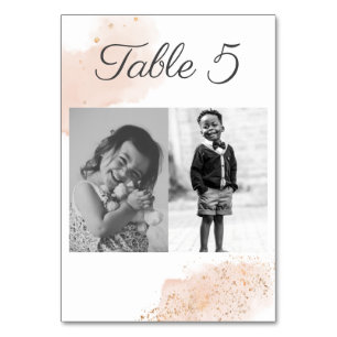 Numéro De Table Chic Blush Watercolor Gold Splatters Mariage Photo