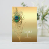 Numéro de table chic boho exotique plume de paon o (Debout devant)