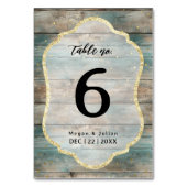 Numéro De Table Chic bois de Shabby Pastel (Dos)