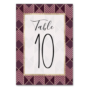 Numéro De Table Chic Bourgogne or Arrowhead Chevron géométrique