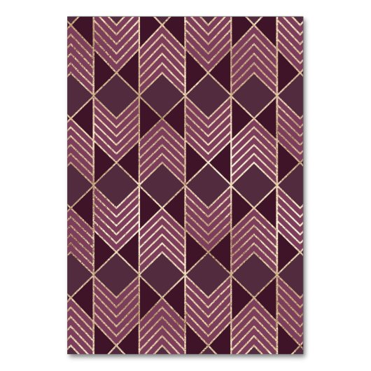 Numéro De Table Chic Bourgogne or Arrowhead Chevron géométrique (Dos)