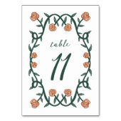 Numéro De Table Chic cadre Rose élégant Botanique Floral VertRose (Dos)