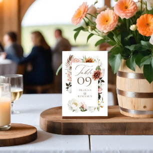 Numéro De Table Chic Country Western Watercolor Florals Horseshoe
