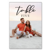 Numéro De Table Chic Couple Photo Mariage noir Script superpositio (Dos)