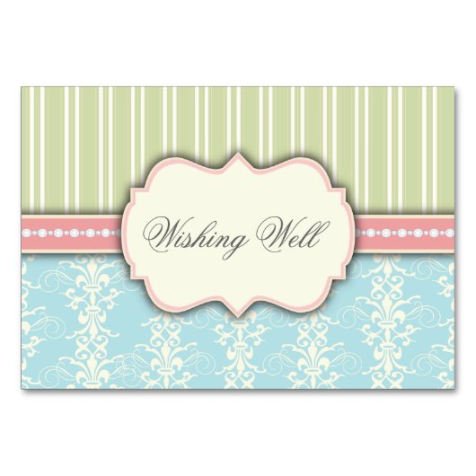 Numéro De Table Chic Damask & Strike Wishing well Insert Card (Devant)