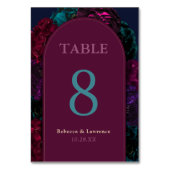 Numéro De Table Chic élégant bijou tons bordeaux fleurs mariage (Par défaut)