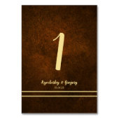 Numéro De Table Chic Elegant Dark Brown Texture Or (Par défaut)