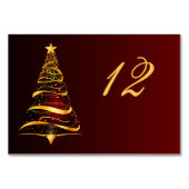 Numéro De Table Chic élégant Mariage d'arbre de Noël doré (Devant)