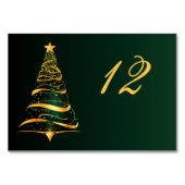 Numéro De Table Chic élégant Mariage d'arbre de Noël doré (Dos)