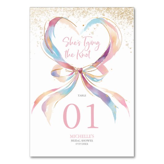 Numéro De Table Chic Elle noue la Fête des mariées de la bow rose (Par défaut)