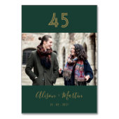 Numéro De Table Chic Emerald vert et or Mariage lettres main (Par défaut)