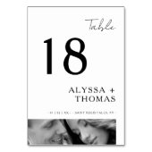 Numéro De Table Chic Extra Minimalist Black & White Photo Wedding  (Dos)