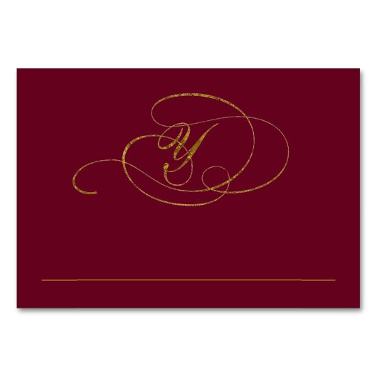 Numéro De Table Chic Faux Gold Foil Mariage Place Card - Y (Devant)