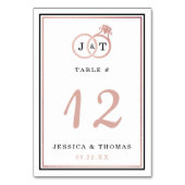 Numéro De Table Chic Faux Rose Gold Foil Monogramme Mariage Cercle (Dos)