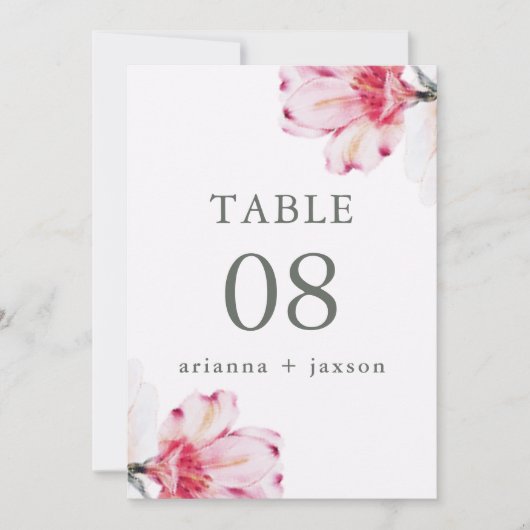 Numéro de table Chic Floral Mariage (Devant)