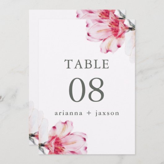 Numéro de table Chic Floral Mariage (Devant / Derrière)