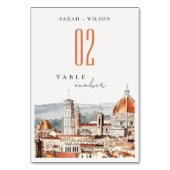 Numéro De Table Chic Florence Cathédrale Italie Aquarelle Mariage (Dos)