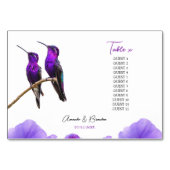 Numéro De Table Chic Mariage de colibris et de pétales violets (Dos)