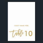 Numéro De Table Chic Mariage Lettré Escort Place Card Or<br><div class="desc">Personnalisez votre mariage avec cette carte de place pliée moderne et élégante. * VEUILLEZ NOTER : les cartes sont imprimées à plat et nécessitent une notation (pliage) au centre. Pour obtenir de meilleurs résultats, vous pouvez obtenir des notes par votre imprimerie locale. Une fois pliées, les cartes sont de 2,...</div>