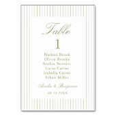 Numéro De Table Chic Minimalist Stripe Green Wedding (Par défaut)