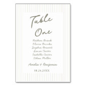 Numéro De Table Chic Minimalist Stripe Green Wedding (Dos)