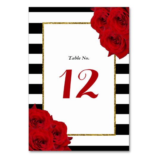Numéro De Table Chic Moderne Luxe Mariage Collection - Roses rouge (Par défaut)