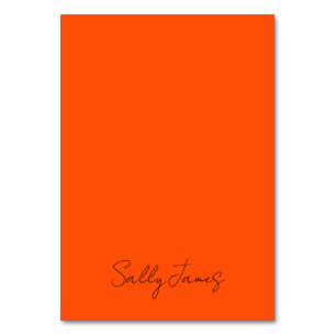 Numéro De Table Chic Moderne Orange et Noir Signature Nom