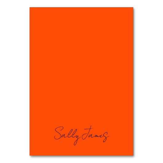 Numéro De Table Chic Moderne Orange et Noir Signature Nom (Par défaut)