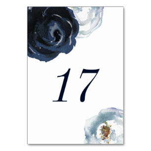 Numéro De Table Chic Navy Blue Peony Floral Mariage Numéro de tabl