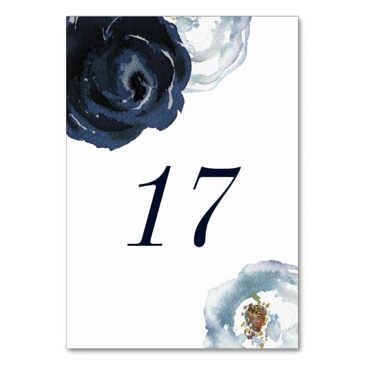 Numéro De Table Chic Navy Blue Peony Floral Mariage Numéro de tabl (Dos)
