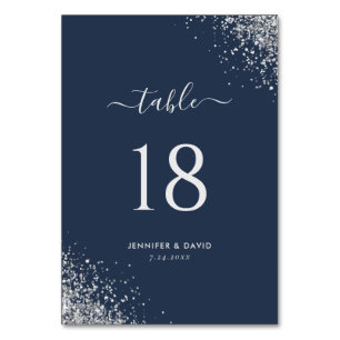 Numéro De Table Chic Navy Blue Silver Parties scintillant Mariage